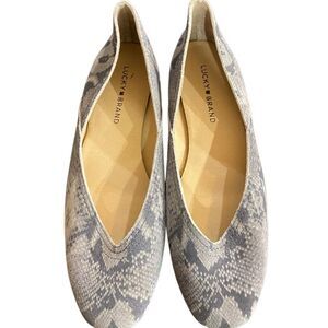 LUCKY BRAND Alba Snakeskin Print Skimmer Flats Women's Shoes Size 8 1/2 leather